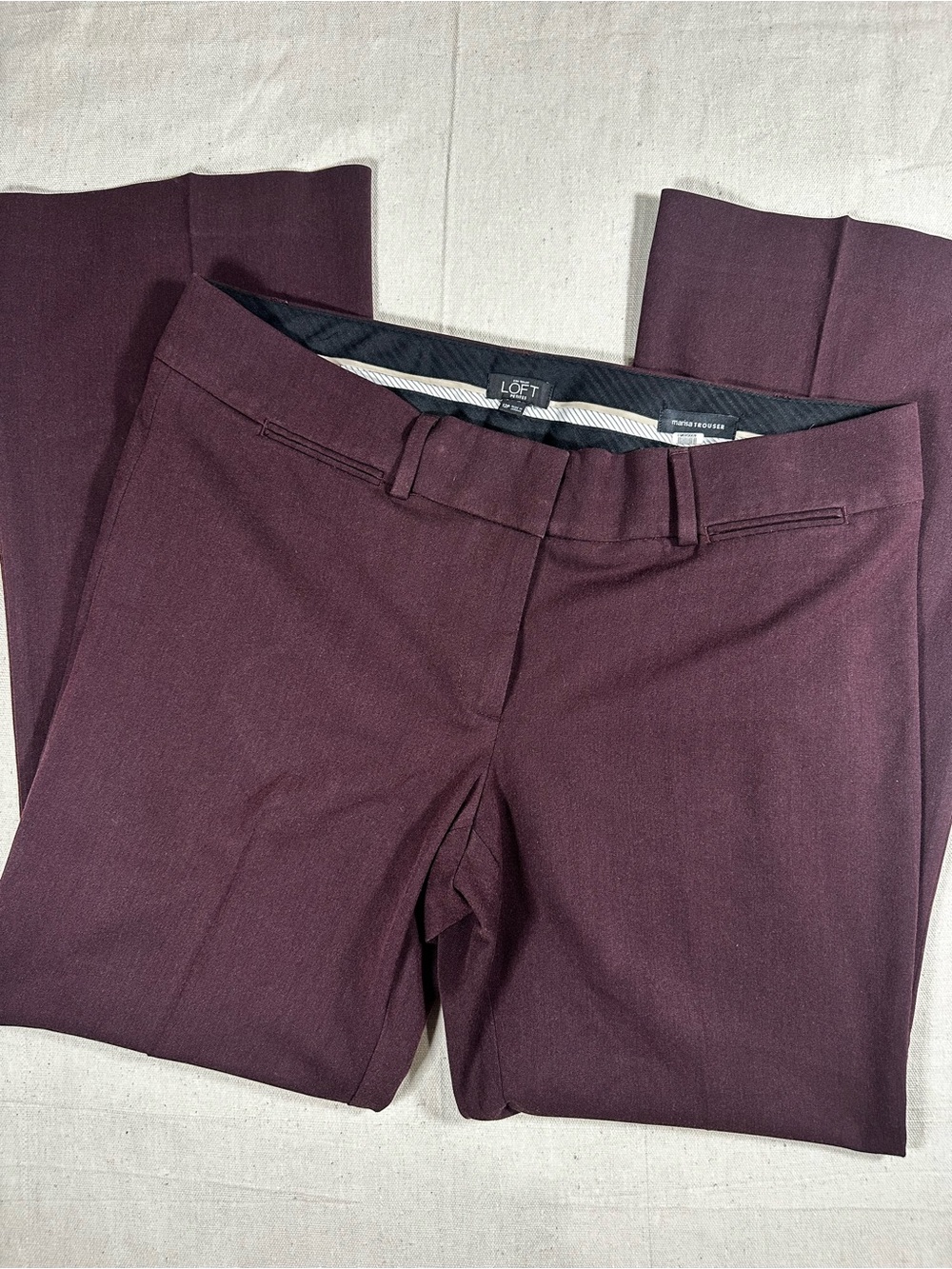 LOFT Women's Maroon Marisa Trousers - 12P